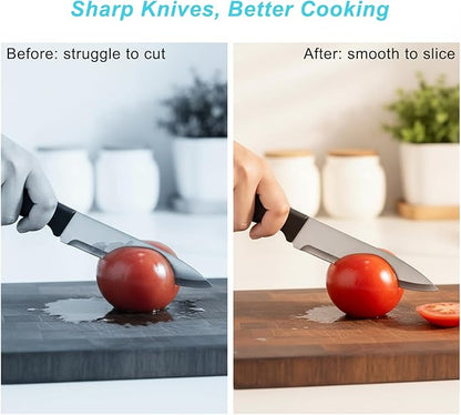 Elite Kitchen Knife Sharpener with 3 Stages, Professional Manual Blade Sharpening System, Ceramic Stone, Tungsten Carbide Plates, Diamond rods, Ergonomic Handle, Non-Slip Base,Stylish Black - Image 2