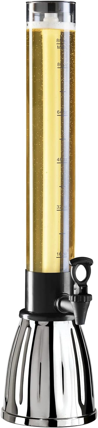 OGGI Beer Tower 88oz - Beverage Dispenser with Spigot & Ice Tube, Margarita Tower, Mimosa Tower, Perfect Drink Dispensers for Parties, Drink Tower, Holds 6 Pints of Beer – Stainless by OGGI