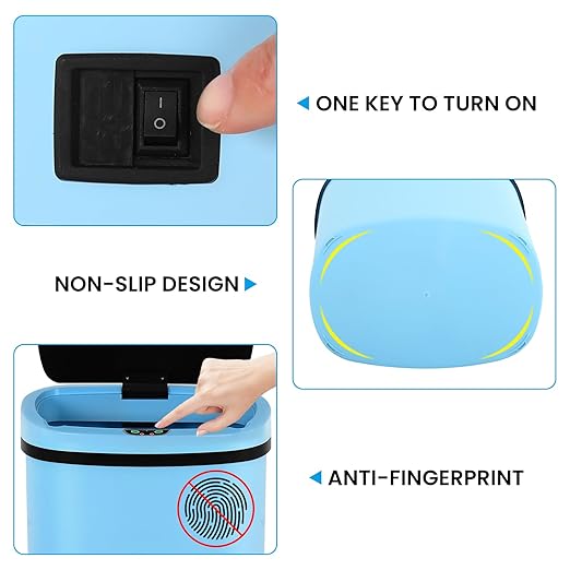 13 Gallon Trash Can | 50L Sensor Automatic Kitchen Trash Can with Lid | Touchless Garbage Bin Odor-Control for Kitchen, Office, Bedroom, Living Room (1 Pack, Blue) - Image 4