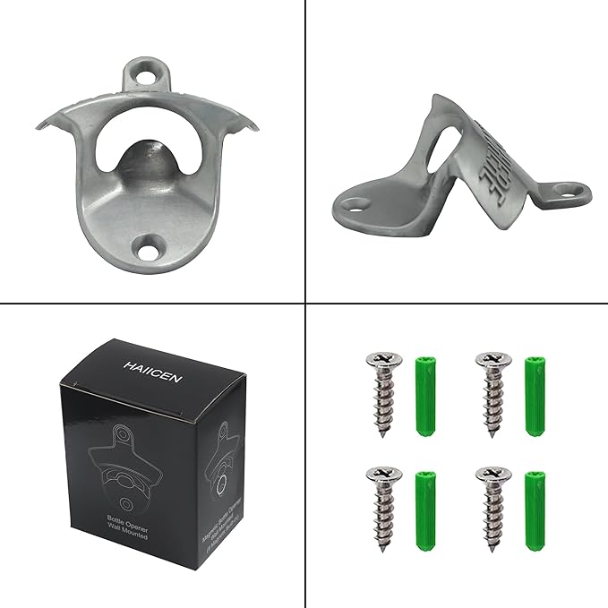 Old Style Wall Mounted Bottle Opener, Rustic Silver Rustproof Screw in Wall Bottle Opener Set for Patio Kitchen (2 PCS) - Image 4