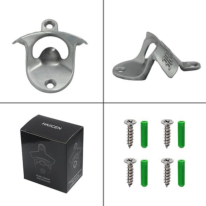 Old Style Wall Mounted Bottle Opener, Rustic Silver Rustproof Screw in Wall Bottle Opener Set for Patio Kitchen (2 PCS) - Image 4