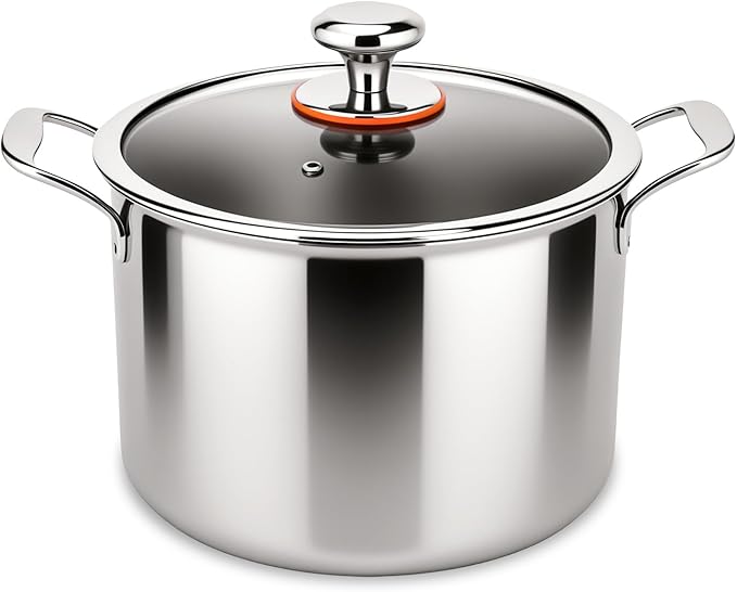 Titanium Stock Pot,7QT StockPot with Lid,Lightweight and Healthy Soup Pot,Induction All Stovetops,Large Capacity Titanium Cooking Pot for Soup,Pasta,Boiling,Stewing