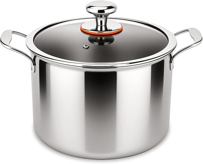 Titanium Stock Pot,7QT StockPot with Lid,Lightweight and Healthy Soup Pot,Induction All Stovetops,Large Capacity Titanium Cooking Pot for Soup,Pasta,Boiling,Stewing