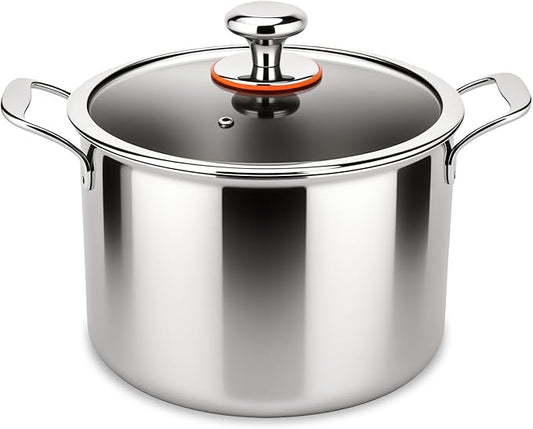 Titanium Stock Pot,7QT StockPot with Lid,Lightweight and Healthy Soup Pot,Induction All Stovetops,Large Capacity Titanium Cooking Pot for Soup,Pasta,Boiling,Stewing