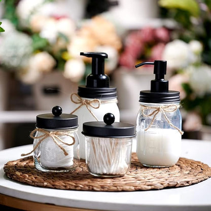 Amolliar Mason Jar Liquid Soap Dispenser, 16OZ Refillable Glass Soap Dispenser for Bathroom, Hand Soap, Dish Soap, Lotion Dispenser for Kitchen, Farmhouse Decor, Soap Pump Bottle, Black 2 Pack - Image 3