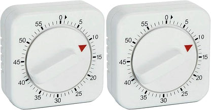 Square 60 Minute Mechanical Kitchen Timer, Easy to Use Visual Cooking Timer with Strong Magnet and Loud Alarm, Manual Countdown Timer for Classroom, Home, Study and Cooking (2 Pack) by NUOSWEK
