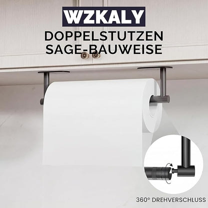Black Paper Towel Holder Under Cabinet, Self Adhesive or Wall Mounted SUS304 Stainless Steel Paper Towel Holder for Kitchen, Bathroom, Farmhouse, Barbecue and Laundry (Matte Black) - Image 4