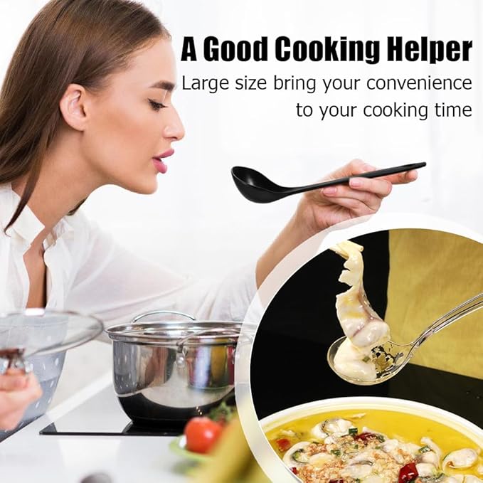 Large Plastic Serving Spoons,Disposable Heavy Duty Serving Spoons,Long Handle Scoop Soup Rice Ladle for Party Catering Buffet Restaurant,20 Pieces (Black Colander) - Image 4