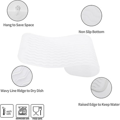 MicoYang Silicone Dish Drying Mat for Multiple Usage,Easy clean,Eco-friendly,Heat-resistant Silicone Mat for Kitchen Counter,Sink,Bar,Bottle,or Cup Translucent M 17 inches x 6 inches - Image 4