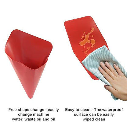 Flexible Foldable Oil Funnel, General Reusable Oil Change Draining and Filling Tool for Automotive Lawnmower Machine - Red
