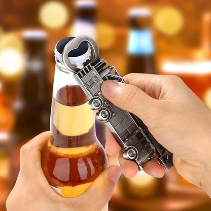 Fire Truck Bottle Opener – Firefighter Gifts for Men, Dad, Grandpa – Silver Fire Truckt-Shaped Bar Accessory with Gift Box – Perfect for Birthday Fathers Day Christmas BBQ Camping