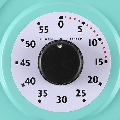 Lily's Home - 9.5 Inch x 12.5 Inch - Retro Kitchen Wall Clock, Vintage Wall Clock with a Thermometer and 60-Minute Timer, Ideal for Any Kitchen, Office, or Diner (Turquoise)