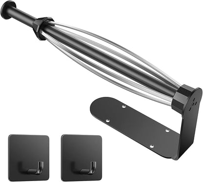 Paper Towel Holder Under Cabinet, Single Hand Operable Wall Mount with Damping Effect, Self-Adhesive or Drilled Paper Roll Holders for Kitchen, Bathroom, RV(2 Towel Robe Hooks) by HelpYouSaveMoreSpace