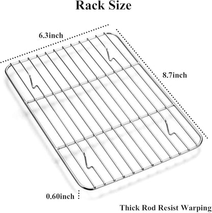 Wildone Baking Sheet with Rack Set [2 Sheets + 2 Racks], Stainless Steel Cookie Pan baking Tray with Cooling Rack, Size 9 x 7 x 1 Inch, Non Toxic & Heavy Duty & Easy Clean - Image 5