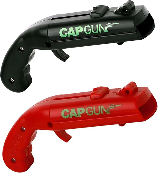 2PCs Cap Gun Bottle Opener - Fun and Functional Novelty Beer Bottle Opener with Realistic Design, Gift for Beer Lovers, Parties, and Themed Events (Black-Red)
