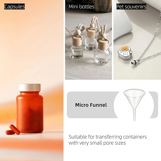 9 Pack Small Funnel Kit 3 Sizes with Droppers for Kitchen Bottles, Essential Oils, Capsules & Pet Souvenirs - Image 5