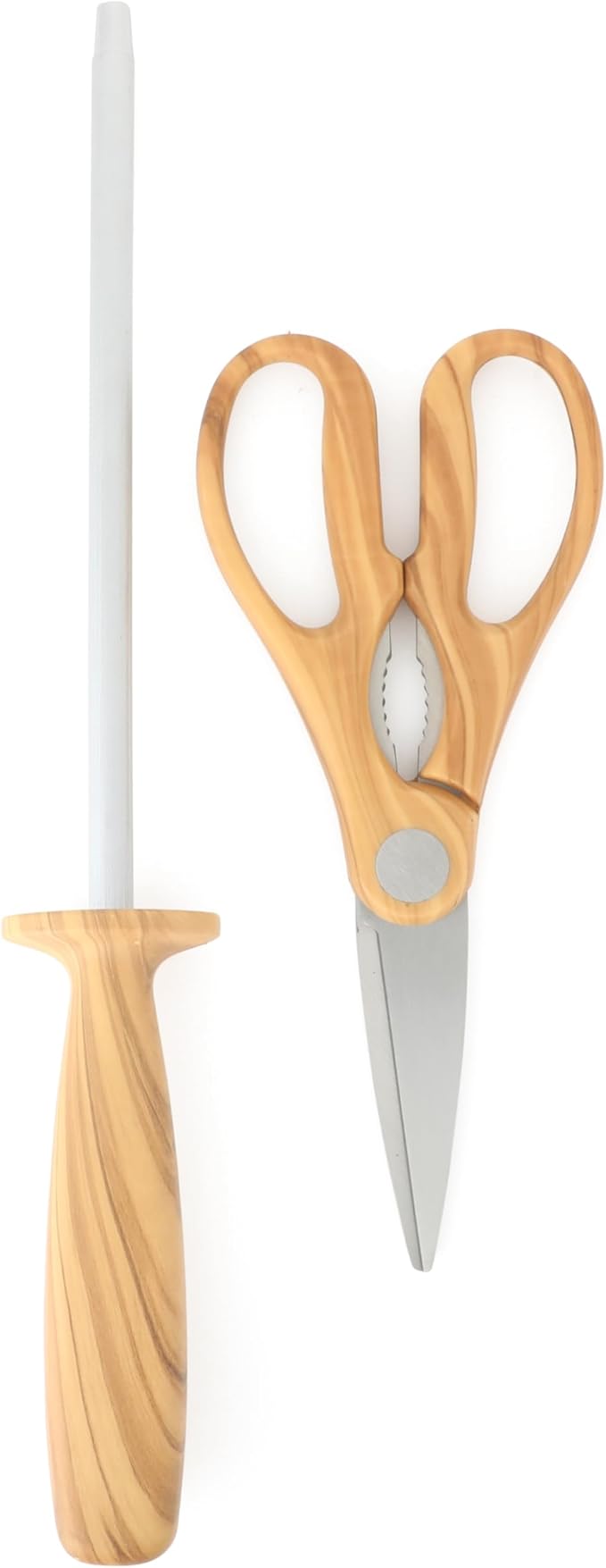 Martha Stewart Austenwood 15-Piece Knife Block Set, German Stainless Steel Kitchen Knives with Forged Italian Olive Wood Handle