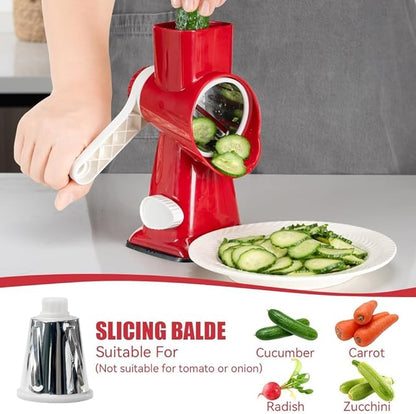 KEOUKE Rotary Cheese Grater Pro 6 in 1 - Shredder Crinkle Slicer Grinder Ice Shaver, Stable Suction, Time-saving Easy Use & Clean, Safe Morden Kitchen Tool for Cheese, Vegetable, Nuts, Chocolate - Image 5