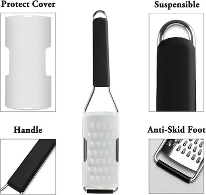 Cambom Cheese Grater Vegetable Shredder & Citrus Zester Lemon Zester for Parmesan Cheese, Vegetables, Zucchini, Nutmeg, Chocolate, Lemons, Hand Held Shredder Graters Stainless Steel Extra Coarse Blade - Image 3