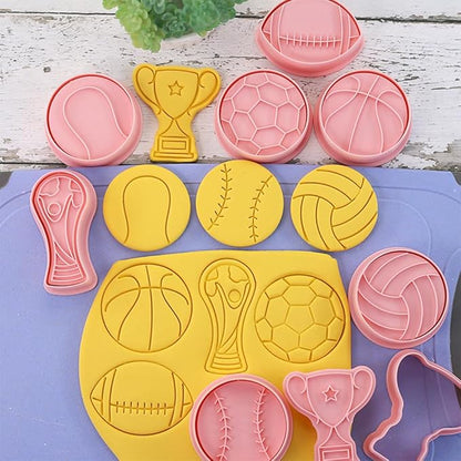 Ball Shape Cookie Cutters Set, 8-PCS 3D Football, Basketball, Baseball, Volleyball, Soccer, Tennis Cookie Cutters for Party Baking and Decoration