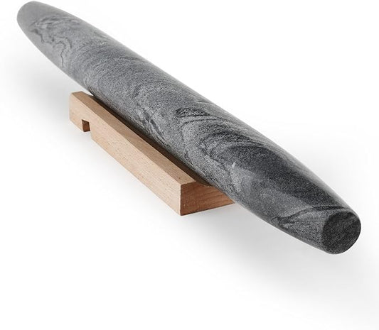 Koville African Natural Marble French Rolling Pin, 16inch Non-Stick Rolling Pin for Baking, Dough Roller for Pasta, Dumpling, Fondant, Pie, Bread, Pizza, Kitchen Baking Tools(Monte Grigio) by Koville