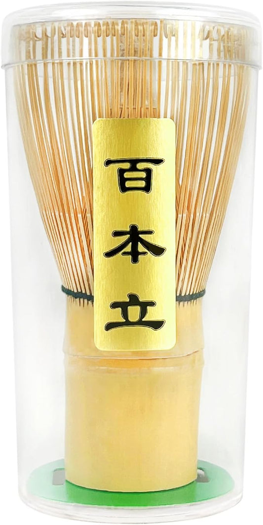 Taruzil Matcha Whisk, Matcha Bamboo Whisk, Matcha Whisks Set for Matcha Powder Handcrafted Organic Traditional Japanese Chasen, 100-Prong Matchas Stirrer Wisk Mixer Brush for Authentic Tea Preparation