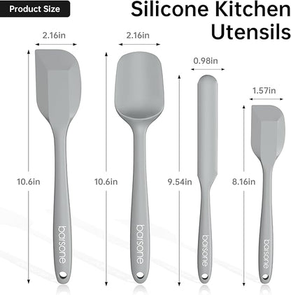 5-Piece Silicone Spatula Set - Heat Resistant 446°F Food Grade BPA Free, Nonstick Cookware Safe Dishwasher Safe Kitchen Tools for Baking, Cooking, Stirring, Multicolor. (Grey)