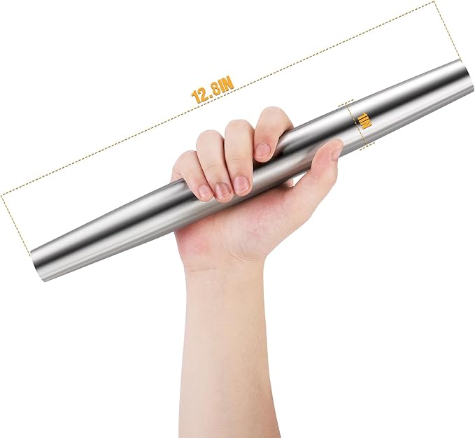 Smooth Stainless Steel Rolling Pin for Baking Fondant, Pizza, Pie, Pastry, Pasta, Dough, Cookies (12.8in) - Image 2