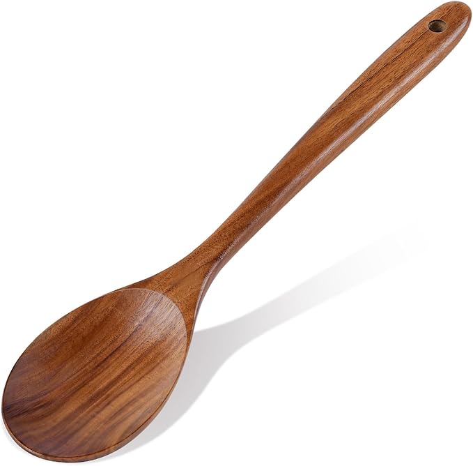 Wooden Spoons for Cooking, Natural Premium Teak Wooden Spoons, Good Grip Large Cooking Spoons and Wooden Spatula, Heat Resistant Wooden Cooking Utensils for Nonstick Cookware Serving, Perfect Gifts by Unknown