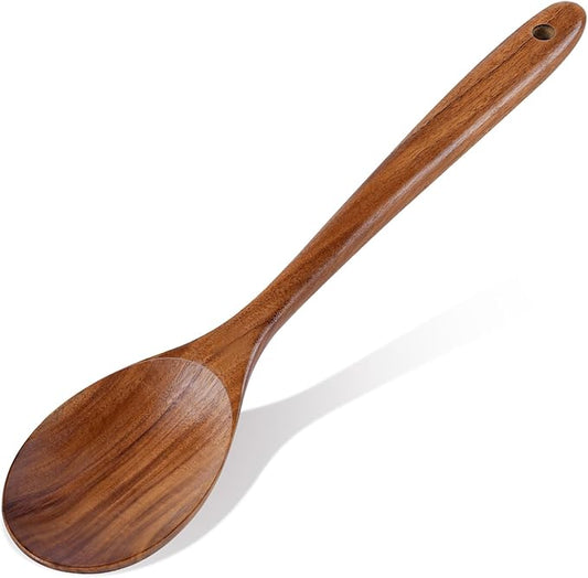 Wooden Spoons for Cooking, Natural Premium Teak Wooden Spoons, Good Grip Large Cooking Spoons and Wooden Spatula, Heat Resistant Wooden Cooking Utensils for Nonstick Cookware Serving, Perfect Gifts by Unknown