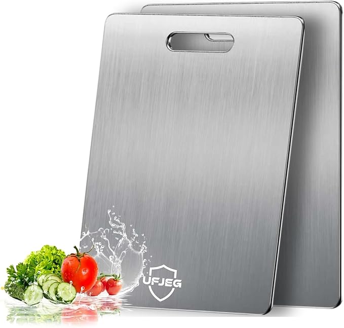 Titanium Cutting Board, 2 PCS Titanium Cutting Boards for Kitchen, Non Toxic, Double-Sided Food Grade Chopping Board for Outdoor Camping(15.6" x 11",15.6" x 11") by UFJEG