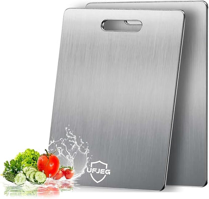 Titanium Cutting Board, 2 PCS Titanium Cutting Boards for Kitchen, Non Toxic, Double-Sided Food Grade Chopping Board for Outdoor Camping(15.6" x 11",15.6" x 11") by UFJEG