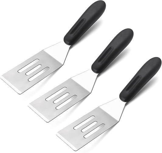 3 Pieces Small Metal Spatula Set, Mini Stainless Steel Serving Spatulas for Kitchen Use, Ideal for Flipping Pancakes, Brownies, Cookies, Cakes, Eggs – Professional Cooking & Baking Utensil