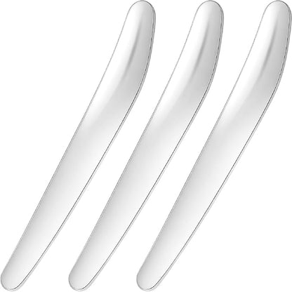 Pndeyo 3pcs Mini Stainless Steel Makeup Spatula, 2.87x0.49in Reusable Cosmetic Cream Spatulas Spoon, Silver Skincare Scoop Applicator Facial Massage Beauty Tools for Mixing and Sampling Face Eye Cream