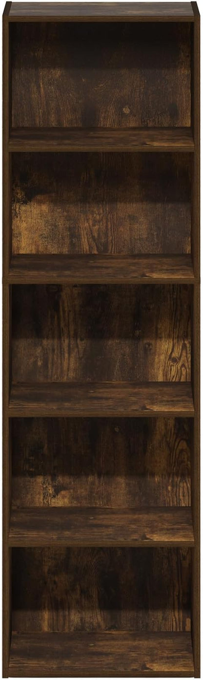 Furinno LUDER Book Shelf, 5-Tier Bookshelf, Bookcase with Open Shelves, 9.4 x 15.8 x 52, Easy Assembly, for Living Room, Bedroom, Home Office, Amber Pine - Image 7