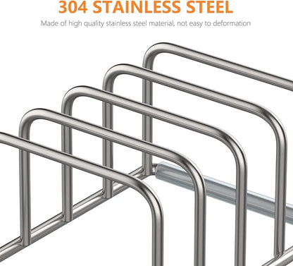 KORRTFID Cutting Board Organizer Stand Holder,304 Stainless Steel Chopping Board Holder,Pot Pan Lid Holder Rack kitchen Shelf Bakeware,Cookie Sheets Organizer (1.0 Inch Width Slots) - Image 3