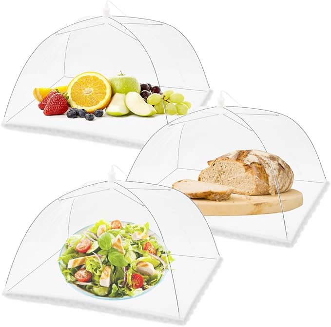 (3Pack) Pop-up Picnic Food Tent Covers, 17x17Inch Foldable Mesh Screen Food Covers for Outdoors, Reusable Food Cover Net Keep Out Flies, Mosquitoes… by FOOEN