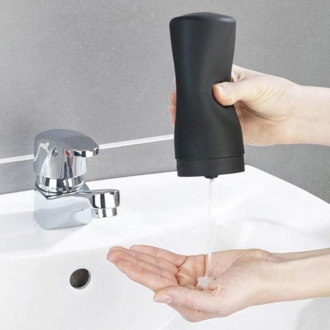 RefillableDish Washing Liquid Dispenser, Silicone Divided Bottle Easy Squeeze Soap Dispenser Hand Soap Bottle Essential Oil Lotion Shampoo, Conditioner, Dishwashing Liquid Dispensing Bottle Black