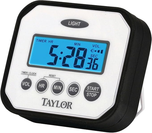 Taylor n' Drop Digital Timer with Volume Settings, One Size, White by Taylor