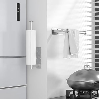 ASTOFLI Paper Towel Holder Under Cabinet No Drilling, Self Adhesive Paper Towel Holder Wall Mount for Kitchen Rack, Under Counter Napin Holder No Drill, RV, 304 Stainless Steel, Silver 2 Pack - Image 5