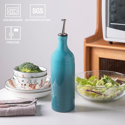 Sweejar Large Ceramic Olive Oil Dispenser Bottle, Opaque Oil Cruet Protects to Reduce Oxidation, Suitable for Storage Vinegar, Soy Sauce & Other Liquids, Pack of 1, 24 Fl Oz(Gradient Blue) - Image 2