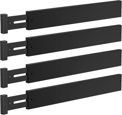 DUCOO 4 PCS Drawer Divider, 17"-22" Adjustable Bamboo Drawer Dividers Organizers, Expandable Separators for Kitchen, Clothes, Dressers, Home, Office, Black by Unknown