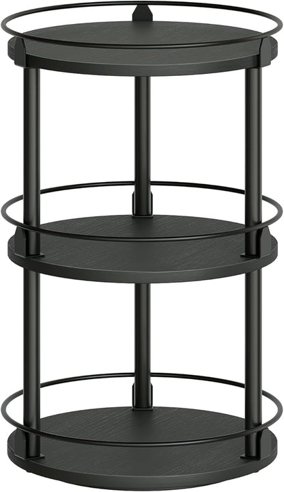 YATINEY 3-Tier Lazy Susan Organizer, Rotating Spice Rack, Spinning Organizer, Industrial Turntable Spice Rack Organizer for Cabinet, Kitchen Countertop, Pantry, Black SR23BK by Yatiney