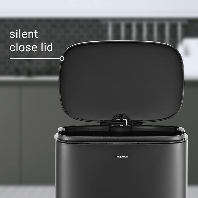 happimess HPM1011B Curtis 8-Gallon Step-Open Trash Can with Soft-Close Lid, Modern, Minimalistic, Fingerprint Proof for Home, Kitchen, Laundry Room, Office, Bedroom, Bathroom, Black - Image 8