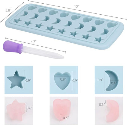 Moon Stars and Heart Ice Cube Tray Silicone Molds with Liquid Dropper，Easy Release Ice Trays with Lid, 24 Cavity Heart Mold for Ice Cubes, Gelatine, Chocolate, Baking and Candy - Image 2