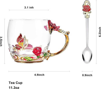 OEAGO Gifts for Mom Women Mothers Day Valentines Day Gifts Glass Coffee Enamels Mug Best Birthday Valentine's for Her Girlfriend Wife from Daughter Son Tea Cup Christmas Stocking Stuffers - Image 2