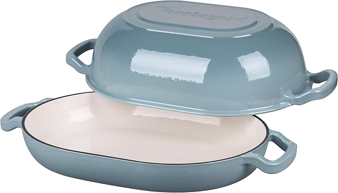 VORRINGARD Enameled Cast Iron Sourdough Bread Oven, Dutch Oven, Loaf Cast Iron Bread Pan for Homemade Bread Baking, Meatloaf Pan with Lid, 7QT, Sea Salt - Image 5
