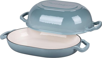 VORRINGARD Enameled Cast Iron Sourdough Bread Oven, Dutch Oven, Loaf Cast Iron Bread Pan for Homemade Bread Baking, Meatloaf Pan with Lid, 7QT, Sea Salt - Image 5