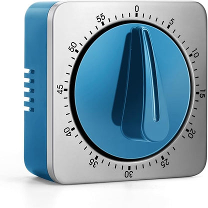 Kitchen Timers for Cooking, Chef Cooking Timer Clock with Loud Alarm,100% Mechanical Desk Timer - No Batteries Required -Magnetic Back, Exquisite Stainless Steel Body -Countdown Reminder Magnetic-Blue by Albayrak