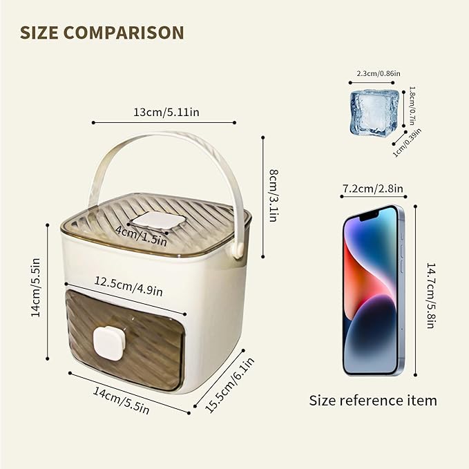 Ice Cube Tray for freezer with 2 Trays and Ice Storage Bin Tweezers, 48 Grid Ice Making Mold Ice Maker with Easy to Press Lid, for Whiskey Cocktails Beer Coffee (White)